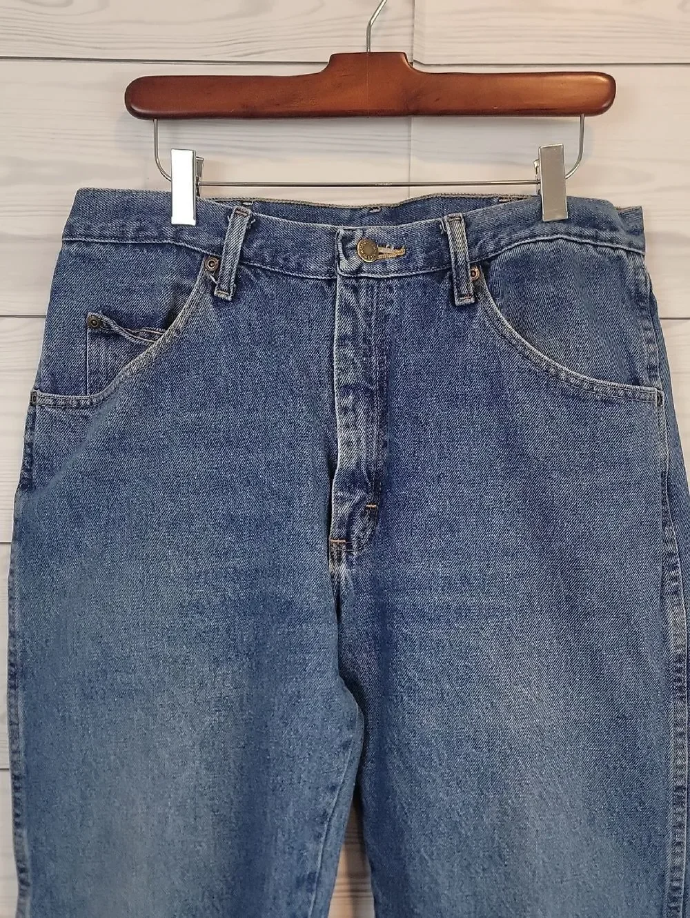Wrangler Blue Denim Jeans Straight Leg Cotton Mens Size 34 X 36